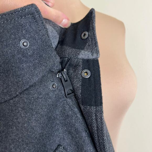 Guess Wool Blend Military Field Jacket Large Mens Coat Quilted Insulated Gray - Picture 7 of 13